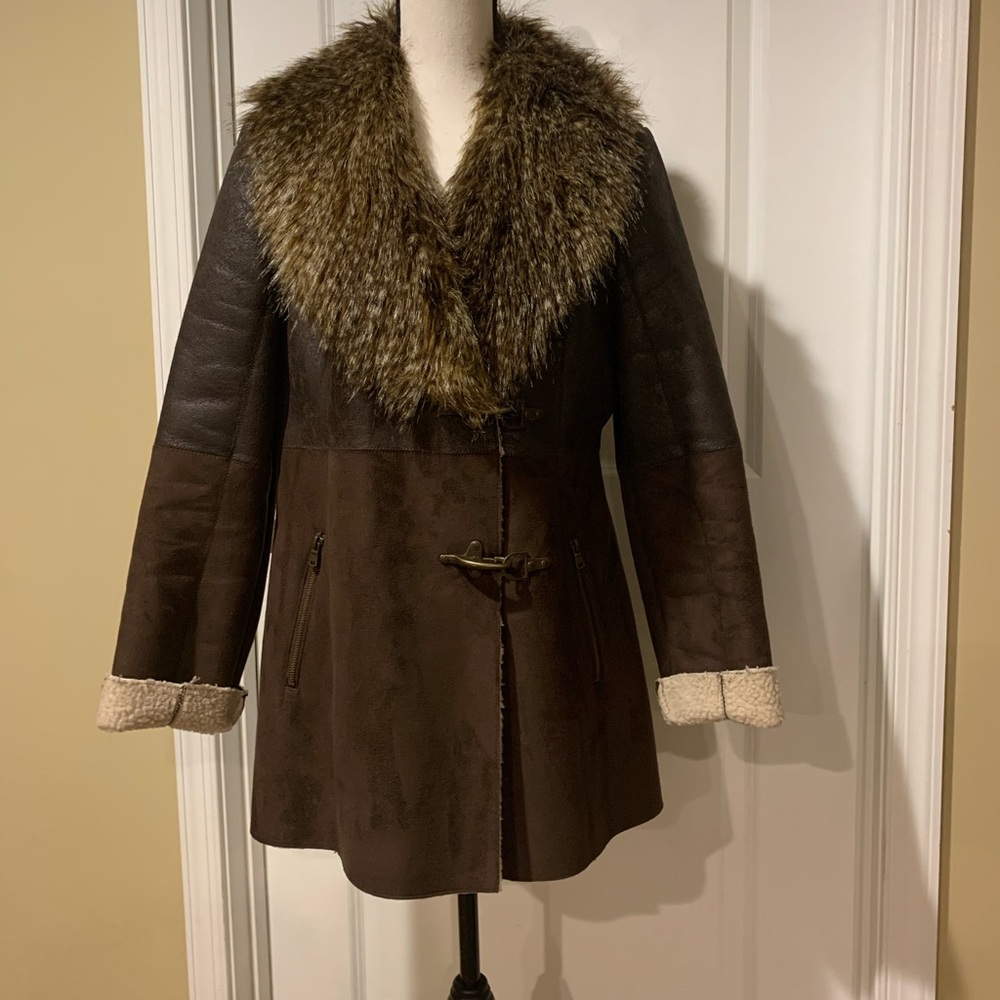 Jessica Simpson Large Women’s Leather w/ Fur Coat